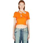 Reduzierte Orange Asymmetrische T-Shirts aus Baumwollmischung maschinenwaschbar für Damen Größe M 