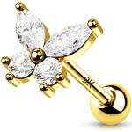 Goldene Tragus Piercings aus Gold mit Opal 