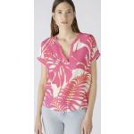 Pinke Blumenmuster Oui V-Ausschnitt Blusenshirts & Schlusen aus Jersey für Damen Größe XS 