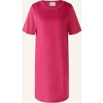 Pinke Bestickte Oui Rundhals-Ausschnitt Leinenkleider aus Leinen für Damen Größe L 