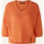 Orange 3/4-ärmelige Oui Strickpullover aus Baumwollmischung für Damen Größe S 