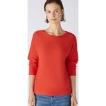 Rote Unifarbene Oui Bio Rundhals-Ausschnitt Strickpullover für Damen Größe XS 