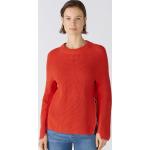 Rote Unifarbene Oui Rundhals-Ausschnitt Strickpullover mit Reißverschluss aus Baumwolle für Damen Größe XS 