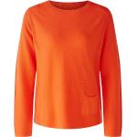 Orange Unifarbene Langärmelige Oui Bio Feinstrickpullover für Damen Größe L für den für den Herbst 