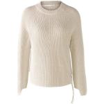 Offwhitefarbene Langärmelige Oui Rundhals-Ausschnitt Rundhals-Pullover mit Reißverschluss für Damen Größe XS 