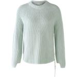 Grüne Langärmelige Oui Rundhals-Ausschnitt Rundhals-Pullover mit Reißverschluss aus Baumwolle für Damen Größe XS 