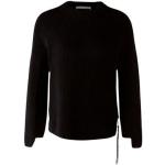 Schwarze Langärmelige Oui Rundhals-Ausschnitt Rundhals-Pullover mit Reißverschluss aus Baumwolle für Damen Größe XS 
