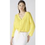 Gelbe Unifarbene Oui Mini V-Ausschnitt Damencardigans Größe XS für den für den Sommer 