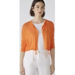 Orange Unifarbene Oui Mini Rundhals-Ausschnitt Damencardigans aus Viskose Größe XS für den für den Sommer 