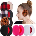 Khakifarbene Animal-Print Ohrenschützer & Ohrenwärmer mit Leopard-Motiv aus Kunstfell für Damen Größe L für den für den Winter 