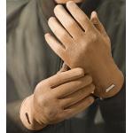 Anthrazitfarbene Touchscreen-Handschuhe aus Veloursleder für Herren für den für den Winter 