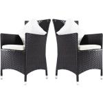 Reduzierte Cremefarbene Polyrattan Sessel aus Textil gepolstert 