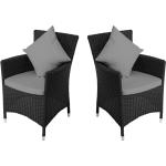 Schwarze Outflexx Polyrattan Gartenstühle aus Polyrattan gepolstert 2-teilig 