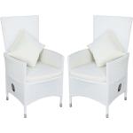 OUTFLEXX 2er-Set Sessel weiß Polyrattan Lehne beliebig verstellbar inkl. Kissen Weiß_ Weiß