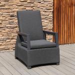 Reduzierte Anthrazitfarbene OUTLIV. Lounge Sessel pulverbeschichtet aus Aluminium mit verstellbarer Rückenlehne Breite 50-100cm, Höhe 100-150cm, Tiefe 50-100cm 