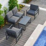 Reduzierte Dunkelgraue Moderne OUTLIV. Lounge Gartenmöbel & Loungemöbel Outdoor aus Aluminium 4-teilig 