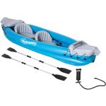 Outsunny aufblasbare Kajaks 2-Personen Schlauchboot Kanu mit Luftkammer Unisex PVC Stahl Blau Grau