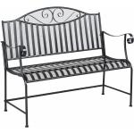 Dunkelgraue Outsunny 2-Sitzer-Gartenbänke aus Metall mit Armlehne Breite 100-150cm, Höhe 100-150cm, Tiefe 50-100cm 