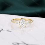 Rosa Vintage Ovale Goldringe poliert aus Gold mit Diamant handgemacht Größe 57 zum Jubiläum 