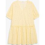 Gelbe Blumenmuster Oversize Kurzärmelige Monki Mini V-Ausschnitt Minikleider & kurze Kleider für Damen Größe XS für den für den Frühling 