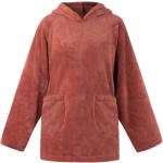 Rote Oversize Normani Damenlongpullover & Damenlongpullis aus Fleece mit Kapuze Einheitsgröße 