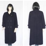 Schwarze Oversize Maxi Trenchcoats lang aus Wolle für Damen Größe S für den für den Winter 