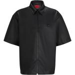 Schwarze Oversize HUGO BOSS HUGO Hemden mit Reißverschluss mit Reißverschluss aus Viskose für Herren Größe XS 
