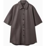Dunkelbraune COS Lederhemden mit Knopf aus Leder für Damen Größe L 