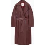 Burgundfarbene Oversize COS Trenchcoats aus Leder für Damen Größe XS 
