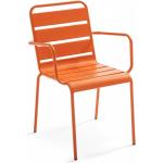 Orange Gartenstühle Metall aus Polyrattan mit Armlehne 
