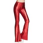 Rote Lack-Optik Vintage Wetlook-Leggings & Glanzleggings mit Glitzer aus Lackleder für Damen Größe XL für Partys 