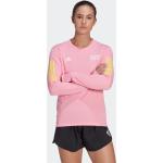 Pinke Atmungsaktive Langärmelige adidas Own The Run Damensportshirts zum Laufsport 