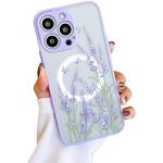 Reduzierte Lavendelfarbene Blumenmuster Vintage iPhone 15 Pro Hüllen Art: Hard Cases durchsichtig aus Silikon kratzfest für Damen 