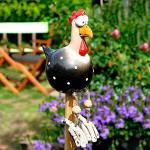 Reduzierte Schwarze 13 cm Hahn-Gartenfiguren mit Tiermotiv aus Keramik 