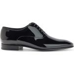 Schwarze Lack-Optik Business HUGO BOSS BOSS Runde Hochzeitsschuhe & Oxford Schuhe mit Schnürsenkel aus Kalbsleder für Herren Größe 39,5 