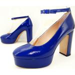 Oxitaly Masha Plateau Pumps High Heel Sandalen Damen Schuhe Leder Gr.40 Blau