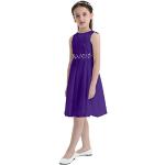 Violette Elegante Ärmellose Kinderfestkleider mit Strass mit Reißverschluss aus Chiffon Handwäsche für Mädchen Größe 104 für den für den Sommer 