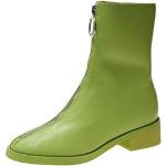 Grüne Ankle Boots & Klassische Stiefeletten mit Reißverschluss für Damen Größe 39 für den für den Winter 