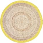 Gelbe Tropische Bio Runde Jute-Teppiche 150 cm aus Jute 