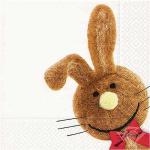 P+ D Serviette, Hello Easter Bunny, 3 lagig, 33x33cm, 1/4 Falz