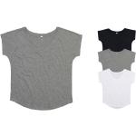 Schwarze Melierte Nachhaltige V-Ausschnitt T-Shirts aus Baumwolle für Damen Größe S 