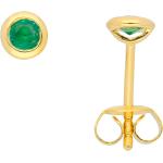 Smaragdgrüne Runde Ohrhänger aus Gold mit Smaragd für Damen 