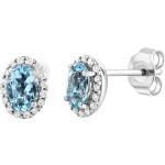Blaue Diamant Ohrringe aus Weißgold mit Aquamarin für Damen 