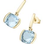 Blaue Quadratische Topas Ohrringe aus Gold 10 Karat mit Topas für Damen 