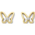 Goldene Motiv Elegante Schmetterling Ohrringe mit Insekten-Motiv aus Gold mit Zirkonia für Damen 
