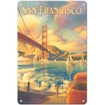 Pacifica Island Art - 22 x 30 cm Metallschild - San Franzisko, Kalifornien - Golden Gate Brücke - Marin Headlands - Retro Weltreise Plakat von Kerne Erickson