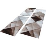 Paco Home - Bettumrandung Läuferset Designer Teppich Geometrische Muster Beige Meliert 3 Tlg 2mal 60x100 1mal 70x250