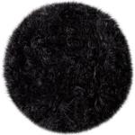 Schwarze Unifarbene Paco Home Runde Runde Hochflorteppiche 60 cm aus Kunstfell schmutzabweisend 