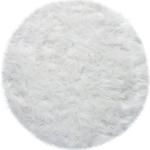 Weiße Unifarbene Paco Home Runde Runde Hochflorteppiche 90 cm aus Kunstfell schmutzabweisend 