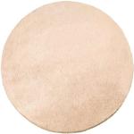 Sandfarbene Unifarbene Paco Home Runde Runde Hochflorteppiche aus Kunstfell schmutzabweisend 